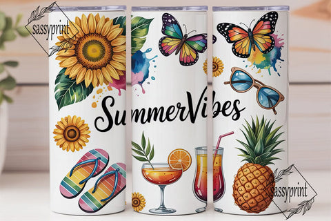 Summer Vibes 20oz Tumbler Wrap Sublimation sassyprint 