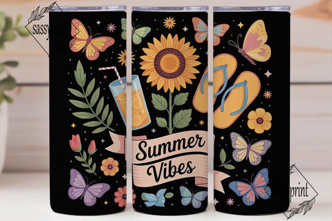Summer Vibes 20oz Tumbler Wrap Sublimation sassyprint 