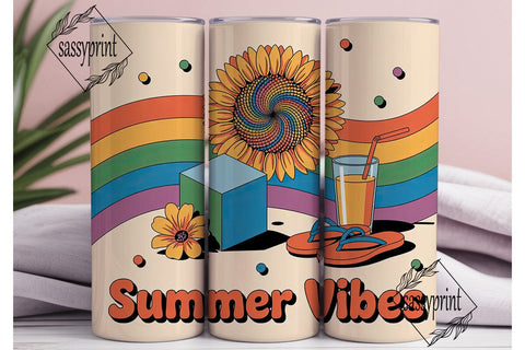 Summer Vibes 20oz Tumbler Wrap Sublimation sassyprint 