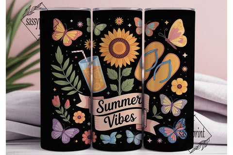 Summer Vibes 20oz Tumbler Wrap Sublimation sassyprint 