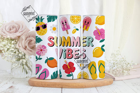 Summer Vibes 20oz Tumbler Wrap Sublimation sassyprint 