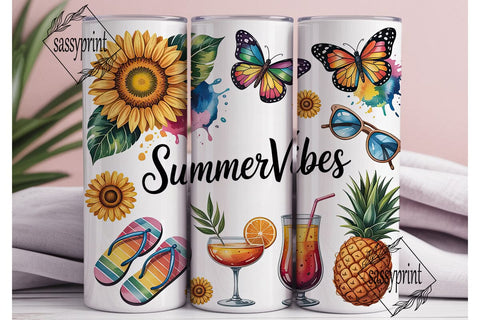 Summer Vibes 20oz Tumbler Wrap Sublimation sassyprint 