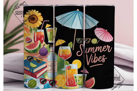 Summer Vibes 20oz Tumbler Wrap Sublimation sassyprint 