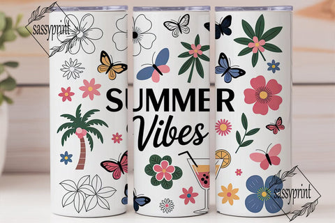 Summer Vibes 20oz Tumbler Wrap Sublimation sassyprint 