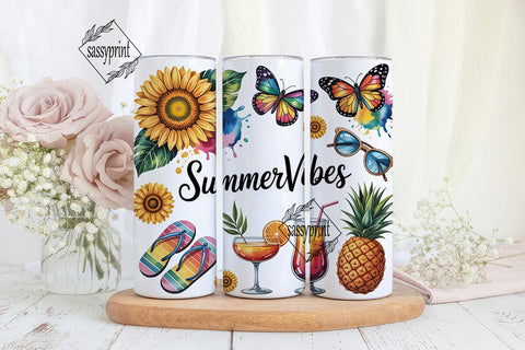 Summer Vibes 20oz Tumbler Wrap Sublimation sassyprint 