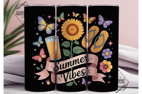 Summer Vibes 20oz Tumbler Wrap Sublimation sassyprint 