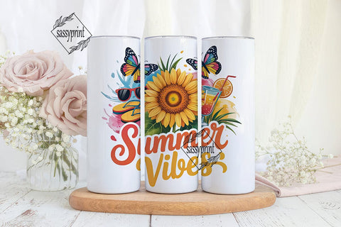 Summer Vibes 20oz Tumbler Wrap Sublimation sassyprint 