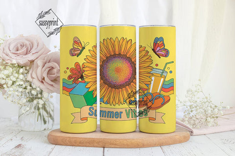 Summer Vibes 20oz Tumbler Wrap Sublimation sassyprint 