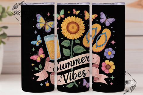 Summer Vibes 20oz Tumbler Wrap Sublimation sassyprint 