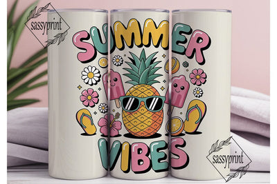 Summer Vibes 20oz Tumbler Wrap Sublimation sassyprint 