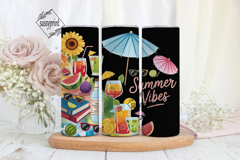 Summer Vibes 20oz Tumbler Wrap Sublimation sassyprint 