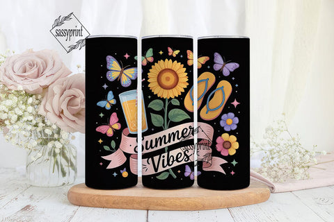 Summer Vibes 20oz Tumbler Wrap Sublimation sassyprint 
