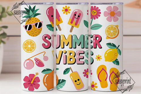 Summer Vibes 20oz Tumbler Wrap Sublimation sassyprint 