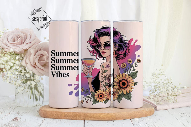Summer Vibes 20oz Tumbler Wrap Sublimation sassyprint 