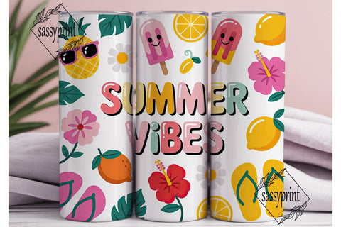 Summer Vibes 20oz Tumbler Wrap Sublimation sassyprint 