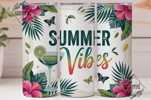 Summer Vibes 20oz Tumbler Wrap Sublimation sassyprint 