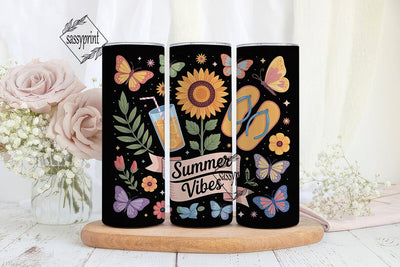 Summer Vibes 20oz Tumbler Wrap Sublimation sassyprint 