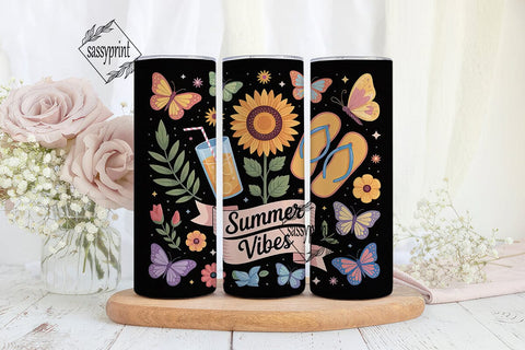 Summer Vibes 20oz Tumbler Wrap Sublimation sassyprint 