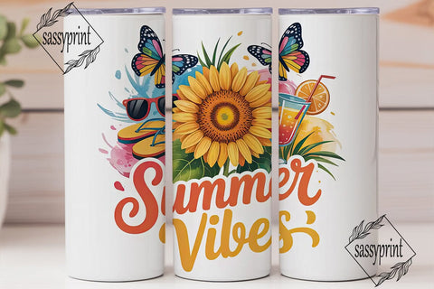 Summer Vibes 20oz Tumbler Wrap Sublimation sassyprint 