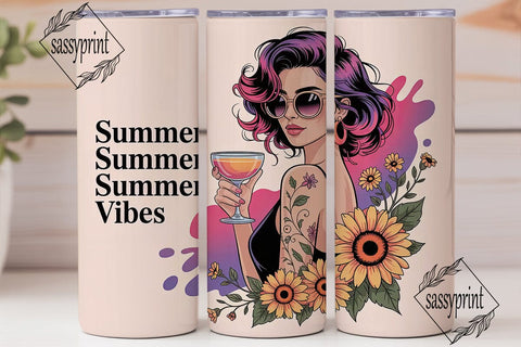 Summer Vibes 20oz Tumbler Wrap Sublimation sassyprint 