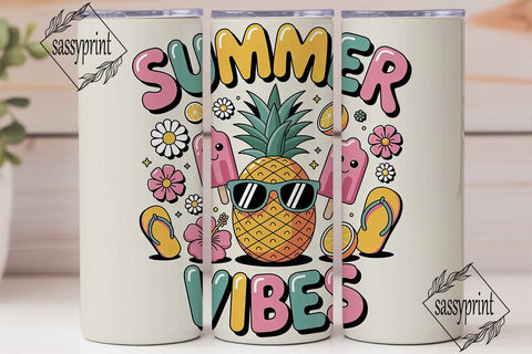 Summer Vibes 20oz Tumbler Wrap Sublimation sassyprint 