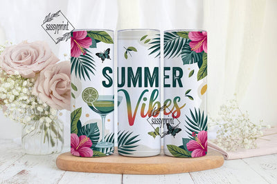 Summer Vibes 20oz Tumbler Wrap Sublimation sassyprint 