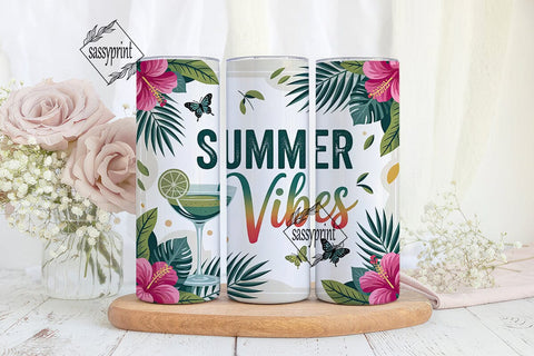 Summer Vibes 20oz Tumbler Wrap Sublimation sassyprint 