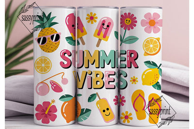 Summer Vibes 20oz Tumbler Wrap Sublimation sassyprint 