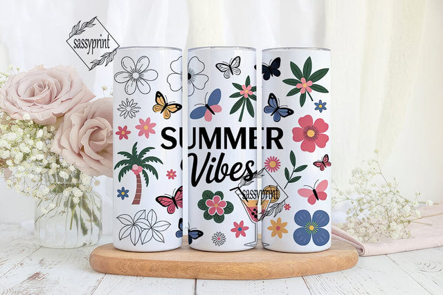 Summer Vibes 20oz Tumbler Wrap Sublimation sassyprint 