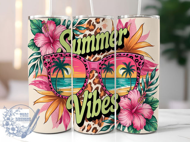 Summer Vibes Beach Tropical Tumbler, Beach Tumbler, Tropical Tumbler, 20oz Tumbler Wrap, Sublimation Design, Custom Summer Tumbler, Vacation Tumbler Sublimation ToriDesigns 