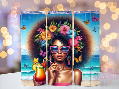 Summer Vibes, Black Girl Summer, 20oz Tumbler, PNG Sublimation, Tropical Design, Digital Download, Cute Drinkware Sublimation SvggirlplusArt 