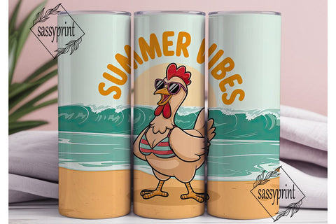 Summer Vibes Chicken 20oz Tumbler Wrap Sublimation sassyprint 
