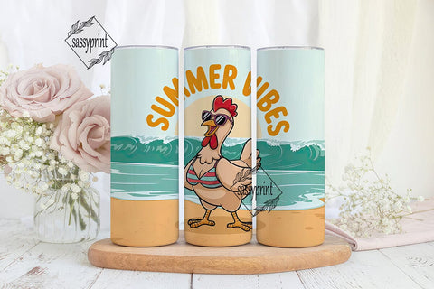 Summer Vibes Chicken 20oz Tumbler Wrap Sublimation sassyprint 
