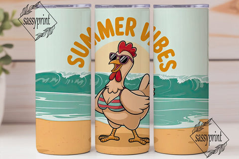 Summer Vibes Chicken 20oz Tumbler Wrap Sublimation sassyprint 