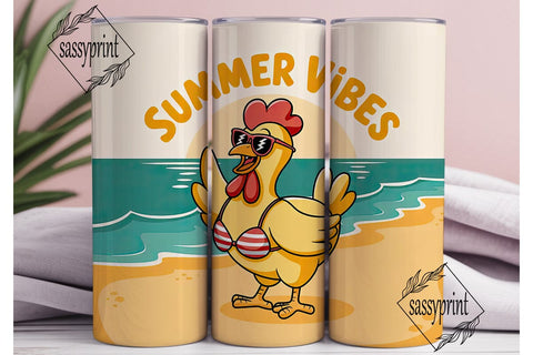 Summer Vibes Chicken 20oz Tumbler Wrap Sublimation sassyprint 