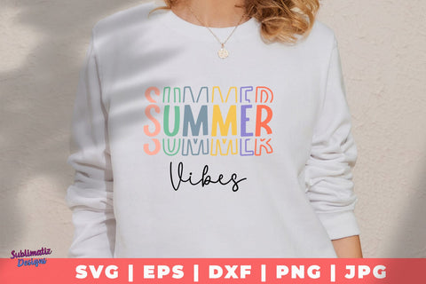 Summer Vibes Colorful, SVG File for Cricut, SVG Sublimatiz Designs 