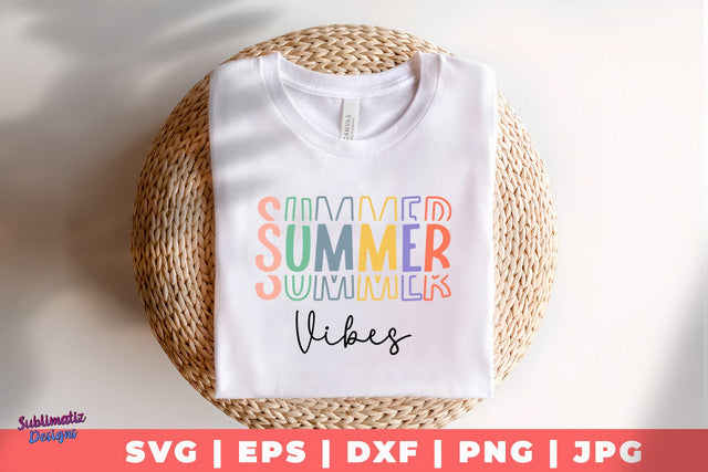 Summer Vibes Colorful, SVG File for Cricut, SVG Sublimatiz Designs 