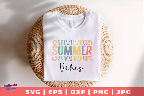 Summer Vibes Colorful, SVG File for Cricut, SVG Sublimatiz Designs 