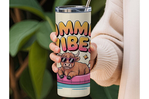 Summer Vibes Cow Tumbler Wrap Sublimation DesignSVG 