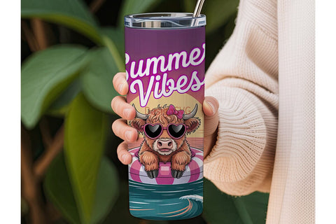 Summer Vibes Cow Tumbler Wrap Sublimation DesignSVG 