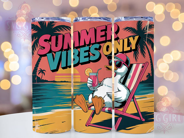 Summer Vibes Duck 20oz Tumbler, Sunshine Vacation Wrap, White Duck Design, Tropical Sublimation Theme, Beach Holiday Wrap, 20oz Tumbler Design, PNG Tumbler Wrap Sublimation SvggirlplusArt 
