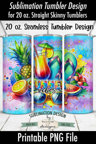 Summer Vibes Flip Flops - Seamless 20 oz Sublimation Tumbler Sublimation Ewe-N-Me Designs 