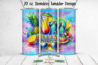 Summer Vibes Flip Flops - Seamless 20 oz Sublimation Tumbler Sublimation Ewe-N-Me Designs 