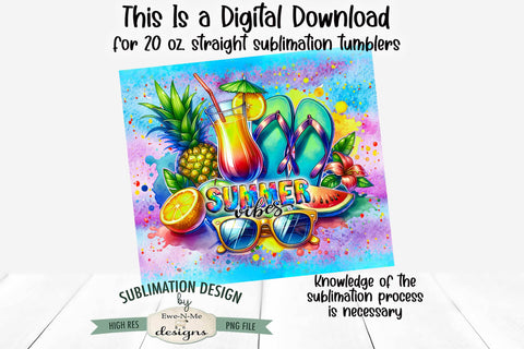 Summer Vibes Flip Flops - Seamless 20 oz Sublimation Tumbler Sublimation Ewe-N-Me Designs 
