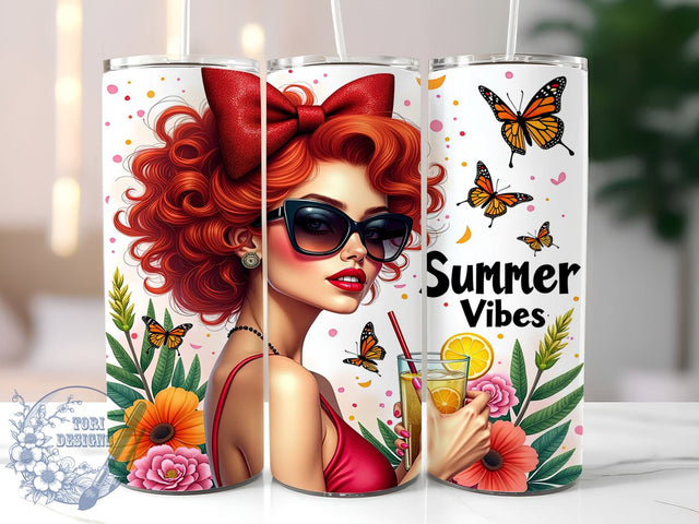 Summer Vibes, Girl Tumbler, 20oz Wrap, Sublimation Design, Tropical Tumblers, Beach Theme, Digital Download Sublimation ToriDesigns 