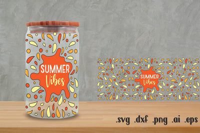 Summer Vibes Glass Can Wrap 16Oz | Game Glass Can Wrap 16Oz SVG zafrans studio 