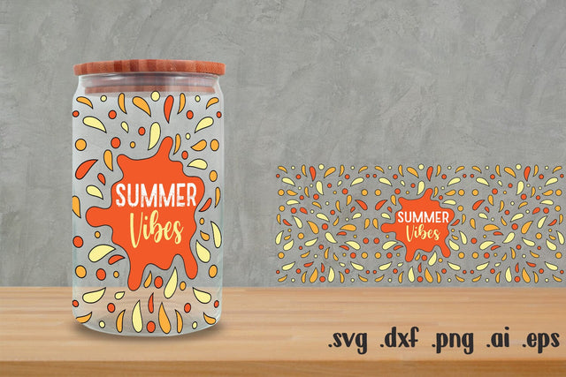 Summer Vibes Glass Can Wrap 16Oz | Game Glass Can Wrap 16Oz SVG zafrans studio 
