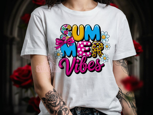 Summer Vibes Graphic T-Shirt PNG, Summer Vibes, Tropical Style, Coastal Chill, Beach Fashion, Sublimation PNG, Statement Shirt, Vacation Apparel Sublimation SvggirlplusArt 