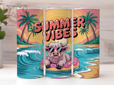 Summer Vibes Highland Cow 20oz Tumbler, Highland Cow, Cow Design, Rustic Theme, Farmhouse Style, 20oz Tumbler Wrap, Sublimation PNG Sublimation Lara' s Designs 