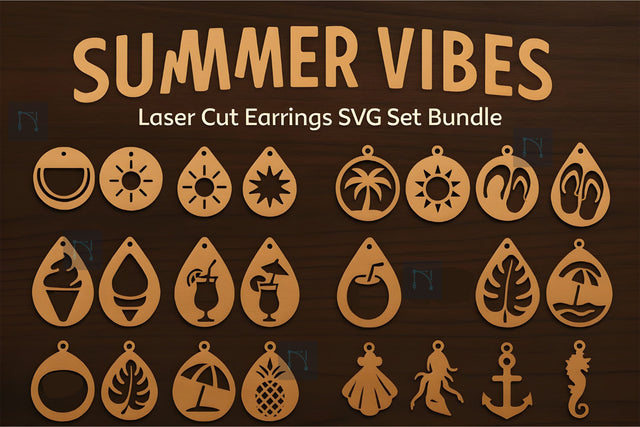 Summer Vibes Laser Cut Earrings SVG Set SVG MD JOYNAL ABDIN 